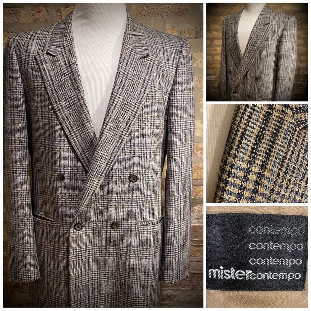 42L Mister Contempo RARE Vintage 100% Silk Double Breasted Blazer Jacket 🔥 🔥
